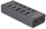 Delock Hub USB 5 Gbps 2 x A-típusú És 2 x USB Type-C Anya És 1 x Gyorstöltő Port + Kapcsoló