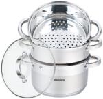 Klausberg Rozsdamentes Gőzölő, 3, 1 liter űrtartalommal, 4 db, indukciós, fedéllel (KB-7139)