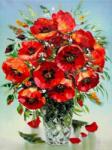 MagicArt Tapiserie cu diamante MagicArt - Buchet de maci, 40 x 50 cm, cu mărgele rotunde (GJ4703)