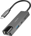 LogiLink USB 3.2 Gen 1 Hub, 3 Portos, 2, 5G Gigabit Ethernet Adapterrel, Térszürke