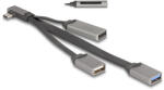 Delock 2 Portos USB Hub Beépített SD És Micro SD Kártyaolvasóval, Valamint USB Type-C Csatlakoztatóval