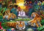 MagicArt Tapiserie cu diamante MagicArt - Regatul Tigrilor, 40 x 50 cm, cu mărgele rotunde (S297)