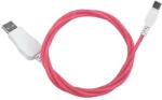  Prémium Adat- és Töltőkábel, USB-C/USB csatlakozó, többszínű villogó LED fény, 2A gyorstöltés, 1 méter, piros (TB12373)