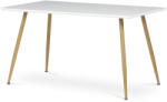Artium Étkezőasztal 140x80, MDF, fehér matt asztallap, fém lábak tölgy színben