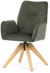 Artium Karfás étkezőszék, zöld vízlepergető anyagból, tölgy lábakkal, 360°-ban forgatható