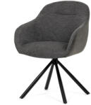 Artium Forgó Étkezőszék, szürke szövet és sötétszürke szövet vintage bőr dekorációval, fekete fém, forgatható P90°+ L90° visszahúzó mechanizmussal