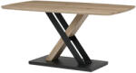 Artium Modern Étkezőasztal 160x90cm, MDF, 3D tölgy san remo színben, fém lábak, fekete lakk