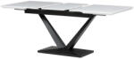 Artium Étkezőasztal, 140+40x85, fehér matt MDF lappal, fekete fém lábakkal
