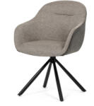 Artium Forgó Étkezőszék, bézs szövet és sötétszürke szövet vintage bőr díszítéssel, fekete fém, forgatható P90°+ L90° visszahúzó mechanizmussal
