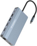 Wozinsky Multifunkciós USB-C Hub 14in1 - Alumínium, 3 Monitor + 15 cm Kábel (WDS03Y5S)