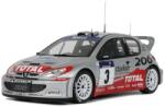 OttOmobile Peugeot 206 WRC #3 Pannizzi Tour De Corse ezüst 2002 modellautó 1: 18 (OT1085)