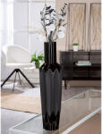  Nagy méretű exkluzív, matt és fényes felületű, fekete színű vízálló modern kerámia váza kúpos palack formában 48cm