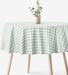 Goldea kör alakú pamut terítő - zsálya színű kockás Ø 160 cm