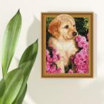 Makana Kutyus virágok közt - Gyémántszemes kirakó készlet, kerettel (40x50 cm)