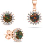Brilio Silver Set minunat bronz de bijuterii cu pietre de zircon SET231RBC (cercei, pandantiv)