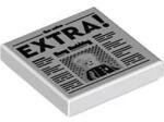 LEGO® 3068pb2122c1 - LEGO fehér csempe 2 x 2 méretű, újság, rendőr és 'EXTRA! ' mintával (3068pb2122c1)
