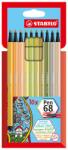 STABILO Pen 68 rostirón készlet, 1 mm, 10 különböző zöld-sárga szín (TST681022)
