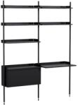 HAY Fekete fém HAY Pier system polcrendszer 209 x 162 cm íróasztallal (AB850-B666-AI80)