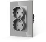 Luxion Priza Dubla cu Rama din Sticla LUXION Pentru Doza Simpla SmartElectro IntelligentHouse (LXD-M1-2110GF-GY)