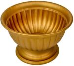  Műanyag kerek talpas bordás tál arany D26cm M16cm (MD042)