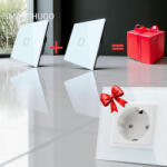 Smarthugo 2db 1 Körös Fehér Érintőkapcsoló + Ajándék 1db Egyes Fehér Üvegkeretes Konnektor (sh1019901)