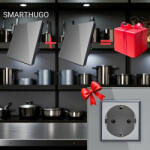 Smarthugo 2db 1 Körös Szürke Érintőkapcsoló + Ajándék 1db Egyes Szürke Üvegkeretes Konnektor (sh1019904)