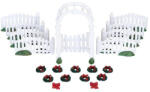 Lemax plastic arbor & picket fences w/decorations s/20 General 2010 - dekorfalvak