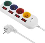 Maclean 4 Plug + 2 USB 1,5 m Switch (MCE508)
