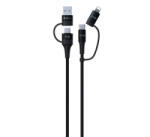 DEVIA EXTREME adatkábel 4in1 (USB+Type-C - lightning+Type-C, 60W, PD gyorstöltő, 150cm, cipőfűző) FEKETE (ST351167) (ST351167) - aqua