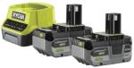RYOBI RC18120-240X 18V ONE+ kompakt töltő és 2 db Lithium+ Li-ion akkumulátor, 18 V, 4.0 Ah (5133005092)