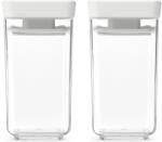 Brabantia tárolóedény készlet, 2db-os, 2x0, 15L, egymásra rakható, légmentes záródás, szögletes, világosszürke, átlátszó műanyag tartály - 230585 (230585)