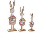 Decorer Set 3 figurine Iepurasi Paste 16x7x50 cm, 12.5x6x40 cm, 9.5x6x30 cm (A51.44.65)