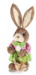 Decorer Figurina Iepuras Paste Girl rochita verde textil fibre naturale 14 cm x 33 h (A58.07.30A)