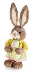 Decorer Figurina Iepuras Paste Girl rochita galbena textil fibre naturale 14 cm x 33 h (A58.07.30B)
