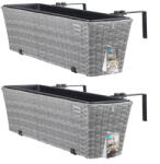 Deuba Set de 2 ghivece de ratan - gri