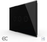 LIVOLO Intrerupator Triplu Cap Scara / Cruce cu Touch LIVOLO din Sticla Standard Italian - protocol ZigBee EC Negru (VL-FC3SZ2-3G-12)