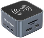 Wozinsky 12in1 USB-C Hub Vezeték Nélküli Töltővel - Szürke (WHBC09Y8S)