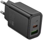 hoco. N61 - USB / Type-C (USB-C) portos fekete hálózati gyors töltőfej, 20W - tokgalaxis