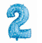  Blue with Stars, Kék 2-es szám fólia lufi 61 cm (MLG106060)