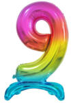  Színes Rainbow 9-es szám fólia lufi talppal 74 cm (MLG129151) - oliviashop