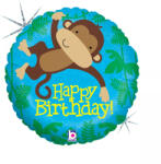  Happy Birthday Monkey Buddy Holo fólia lufi 46 cm (GBB36148H) - oliviashop