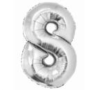 Ezüst 8-as Silver szám fólia lufi 76 cm (MLG145168)