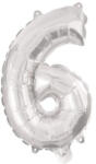  Silver, Ezüst 6-os szám fólia lufi 95 cm (PNN92472) - oliviashop