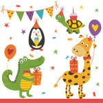  Állatos Cute Party szalvéta 20 db-os 33x33 cm (PKK054691) - oliviashop