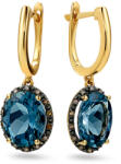  Arany fülbevaló pezsgős gyémántokkal és londoni kék topázzal 0.230 ct KU1477B