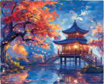Figured Art Set pictura pe numere, cu sasiu, Pagoda in noaptea de toamna, 40x50 cm (FA10553-Y)