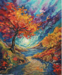 Figured Art Set goblen cu diamante, cu sasiu, Padure suprarealista inspiratie van Gogh, 40x50 cm (DP-FA10485-Y)