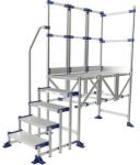 Tubesca-Comabi Meca Modul munkaállvány, 2 korláttal + 1 kapaszkodóval, 5 fokos, pallóhossz: 1, 5 m