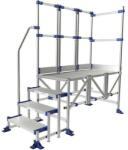 Tubesca-Comabi Meca Modul munkaállvány, 2 korláttal + 1 kapaszkodóval, 4 fokos, pallóhossz: 1, 5 m