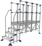 Tubesca-Comabi Meca Modul munkaállvány, 3 korláttal + 2 kapaszkodóval, 4 fokos, pallóhossz: 2 m